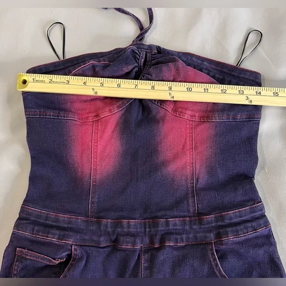 Fashion Nova Women’s More Drama Denim Jumpsuit - Dark Wash Sz Medium RN 149052 - Picture 6 of 16